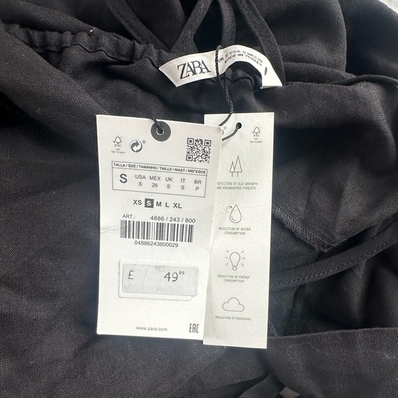 Zara Black Linen Blend Midi Halter Dress (Size Small) - Picture 6 of 6